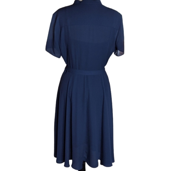 Nanette Lepore Shirt Dress Pintuck Pleat Belted Short Sleeve Button A-Line - Picture 4 of 7